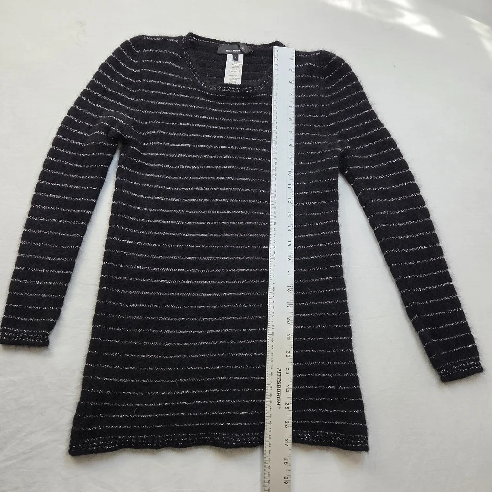 Isabel Marant Angora Blend Striped Longline Sweater Tunic Black Silver Size 3 - Picture 8 of 10